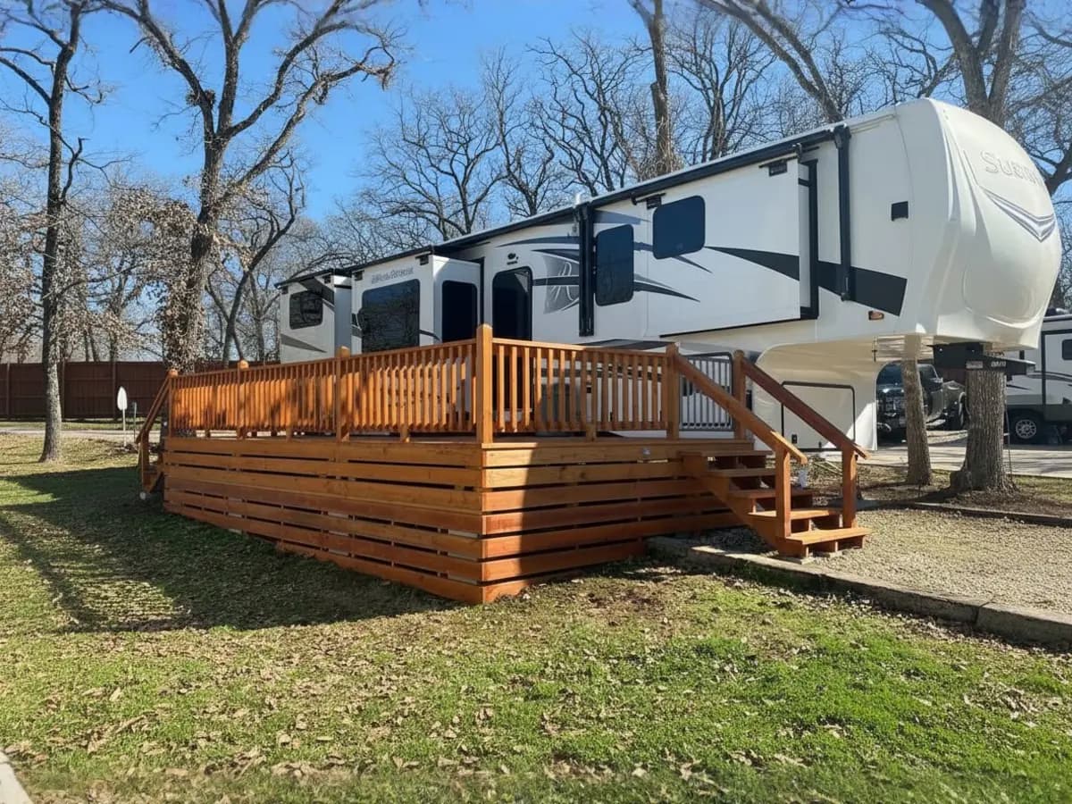 Custom deck built by North Texas Shed & Steel