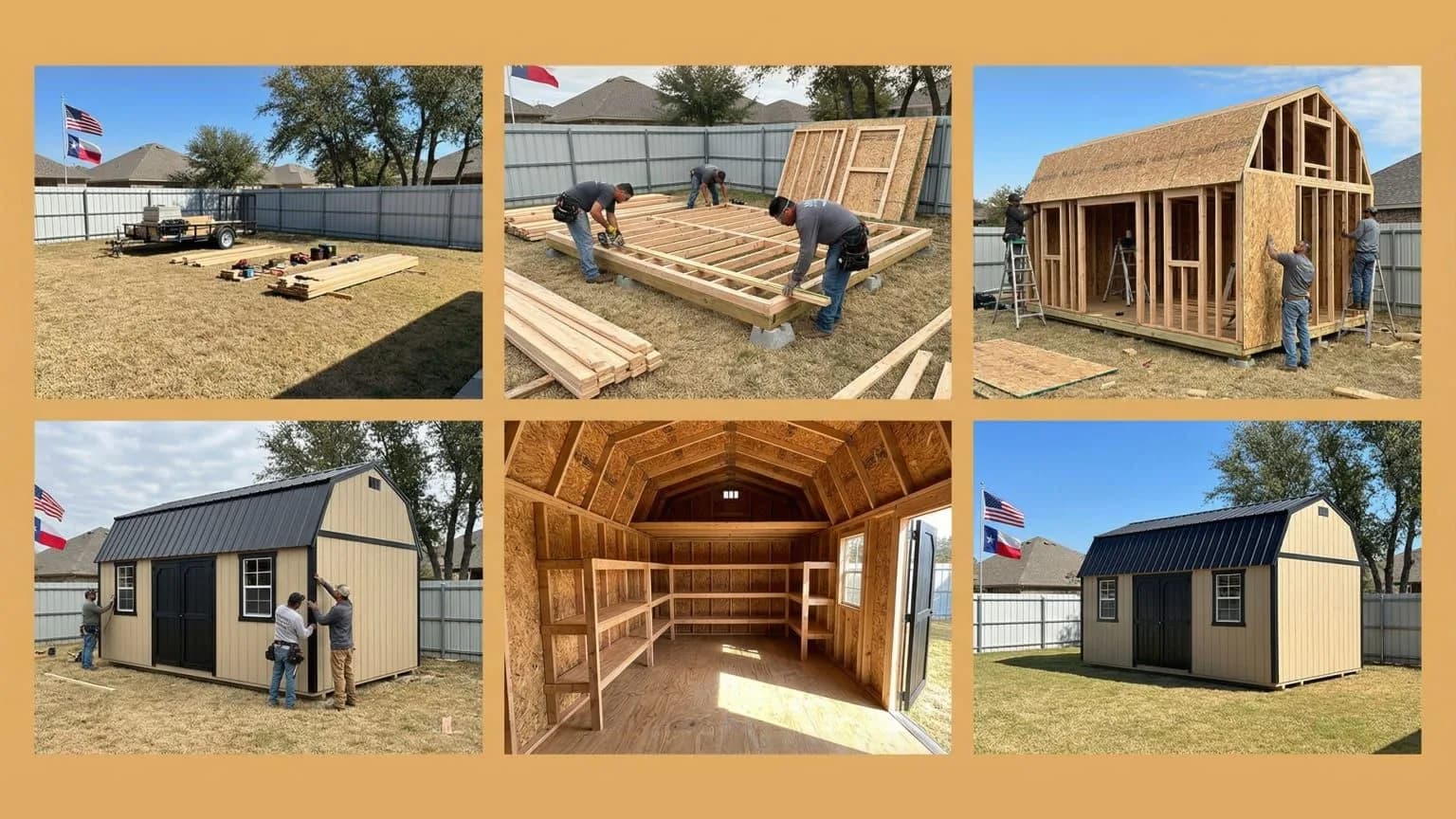 Custom steel building being built on site at a North Texas property