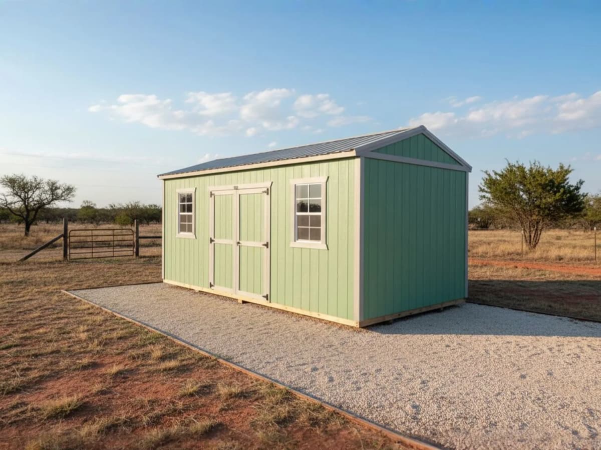 Utility shed on a rural North Texas property