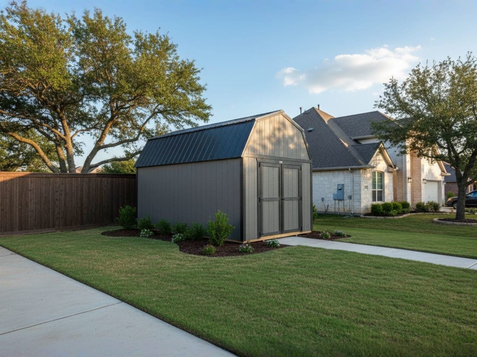 Shed in HOA-friendly neighborhood setting
