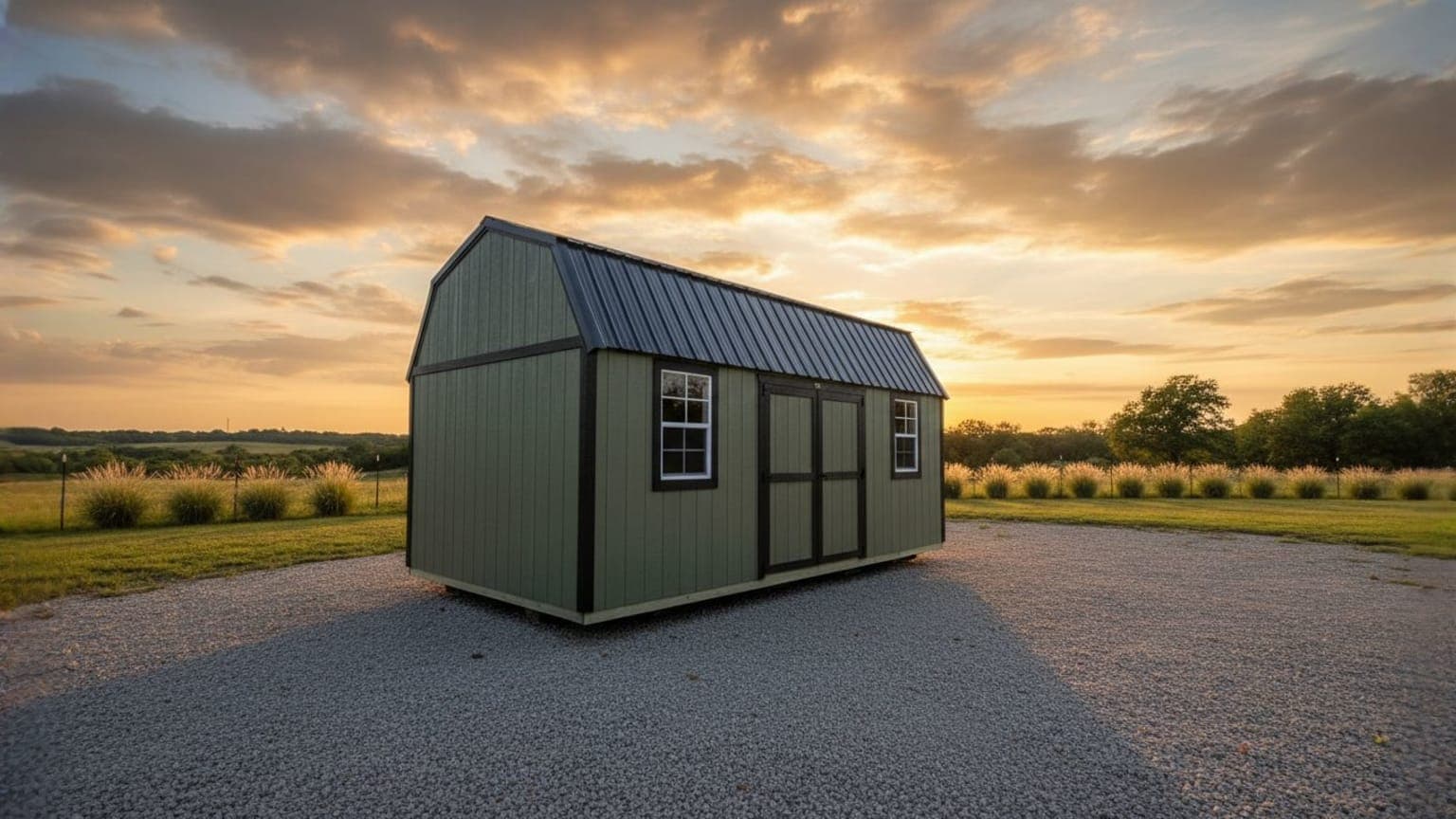 Beautiful shed at golden hour in North Texas
