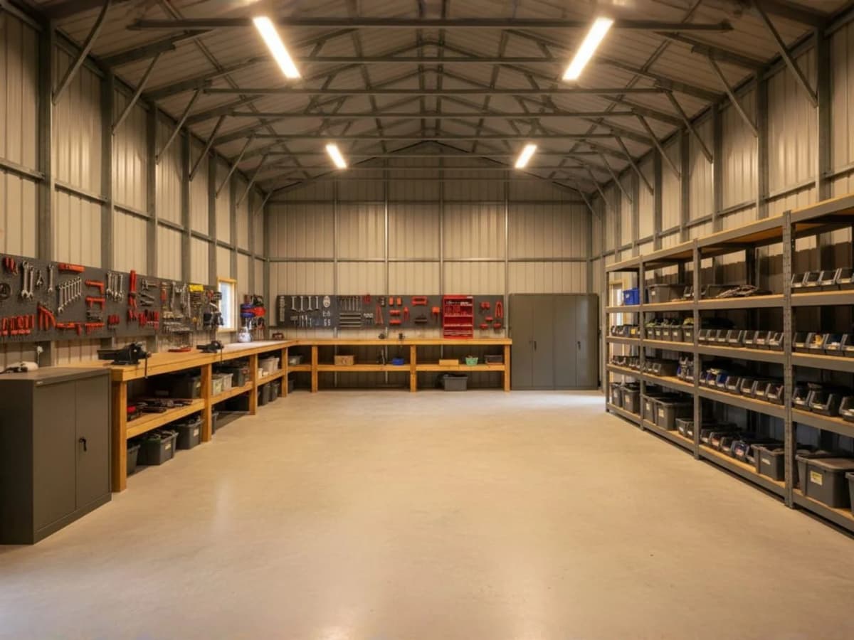 30x40 steel workshop interior