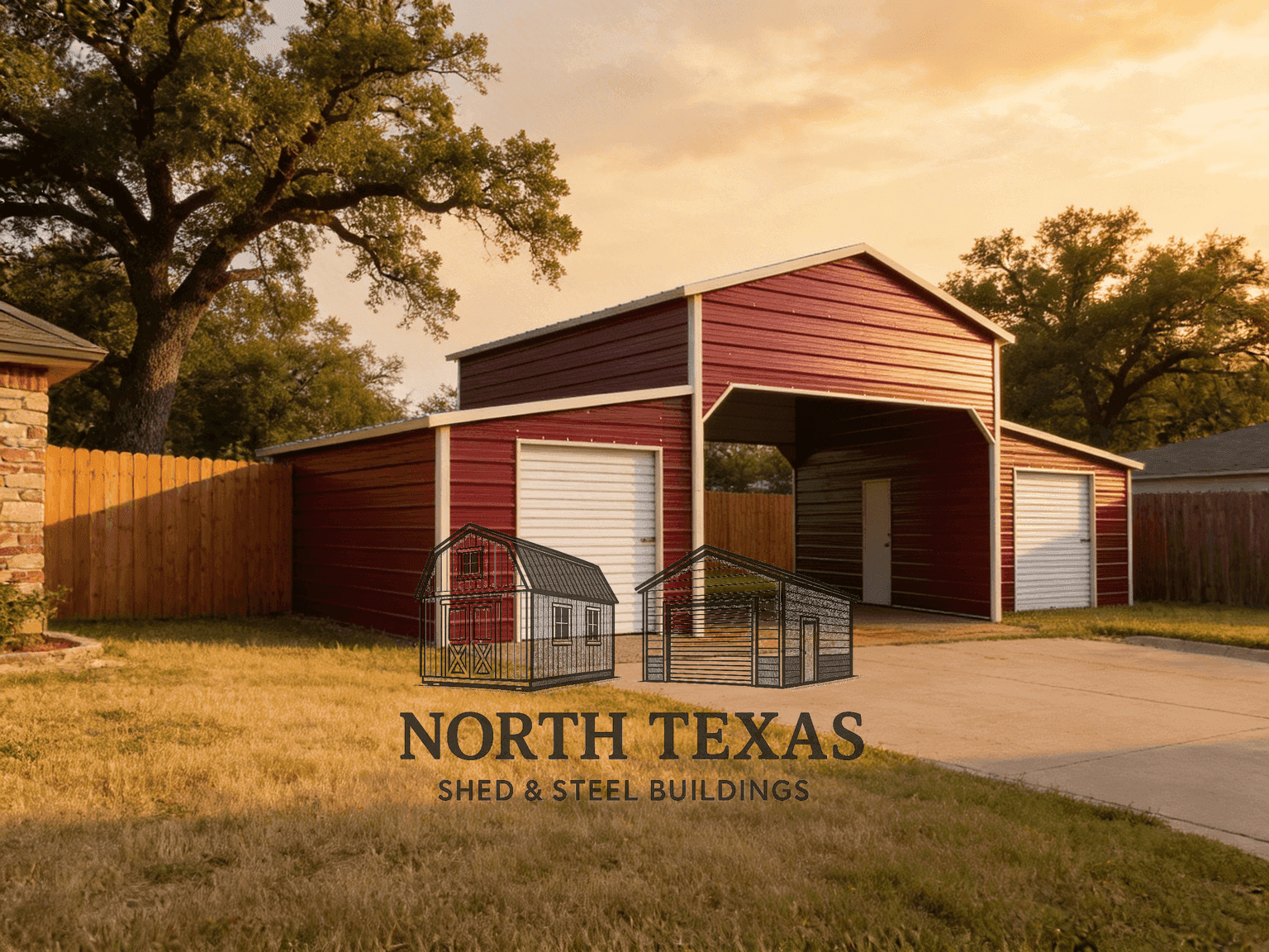 30x40x12 Red and White Barn with Rollup Door