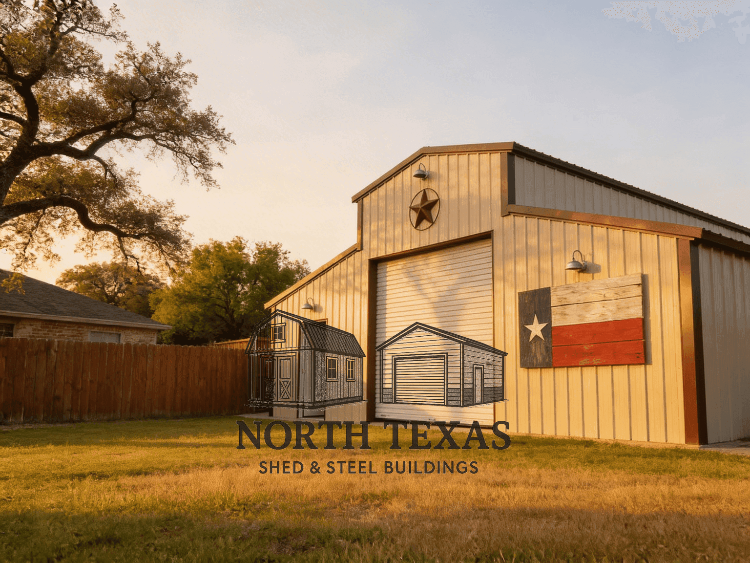 Steel Barn with Texas Flag