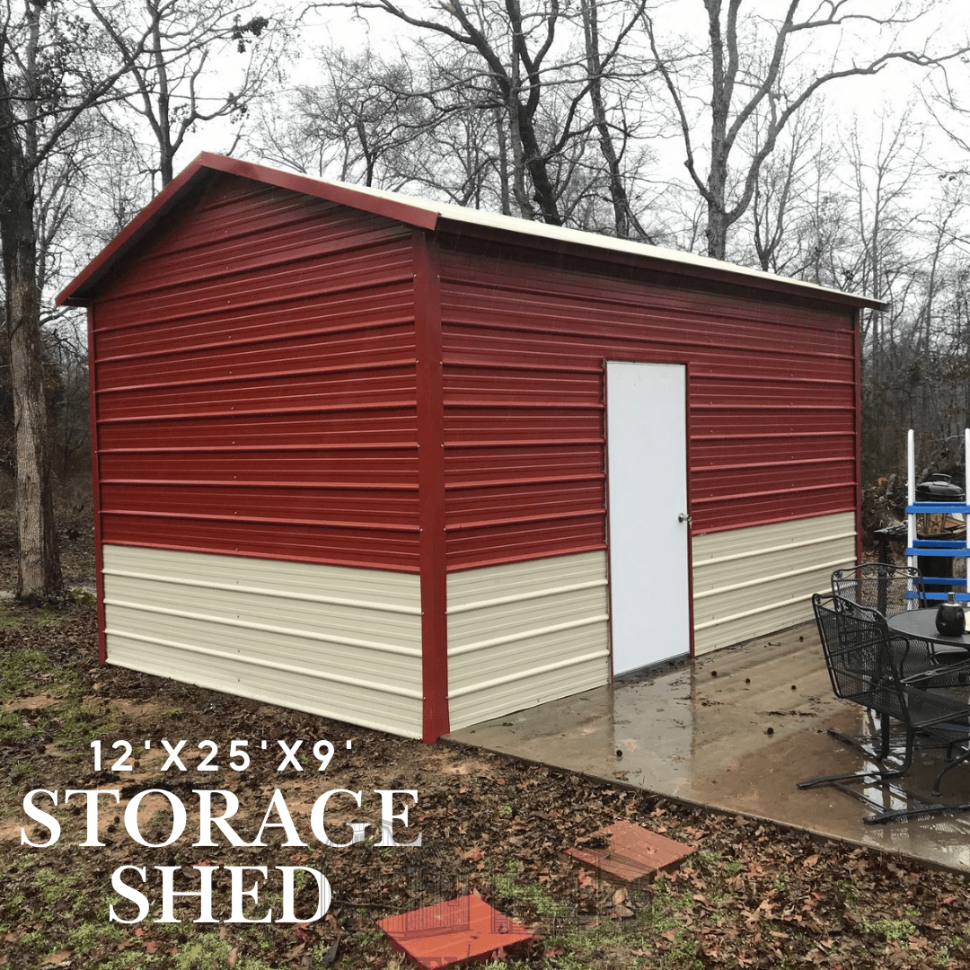 12x25x9 Steel Storage Shed