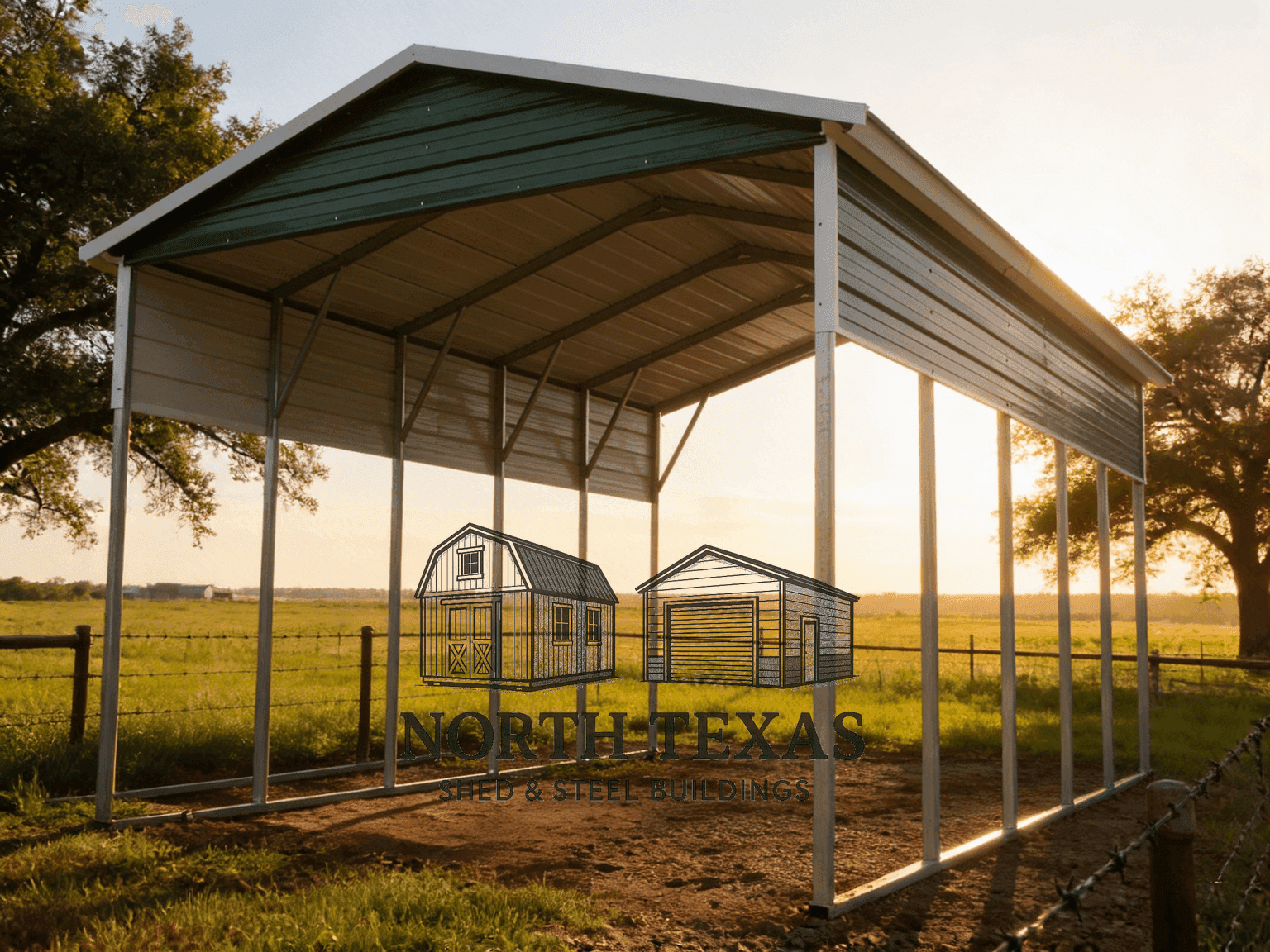 Green Open Steel Carport