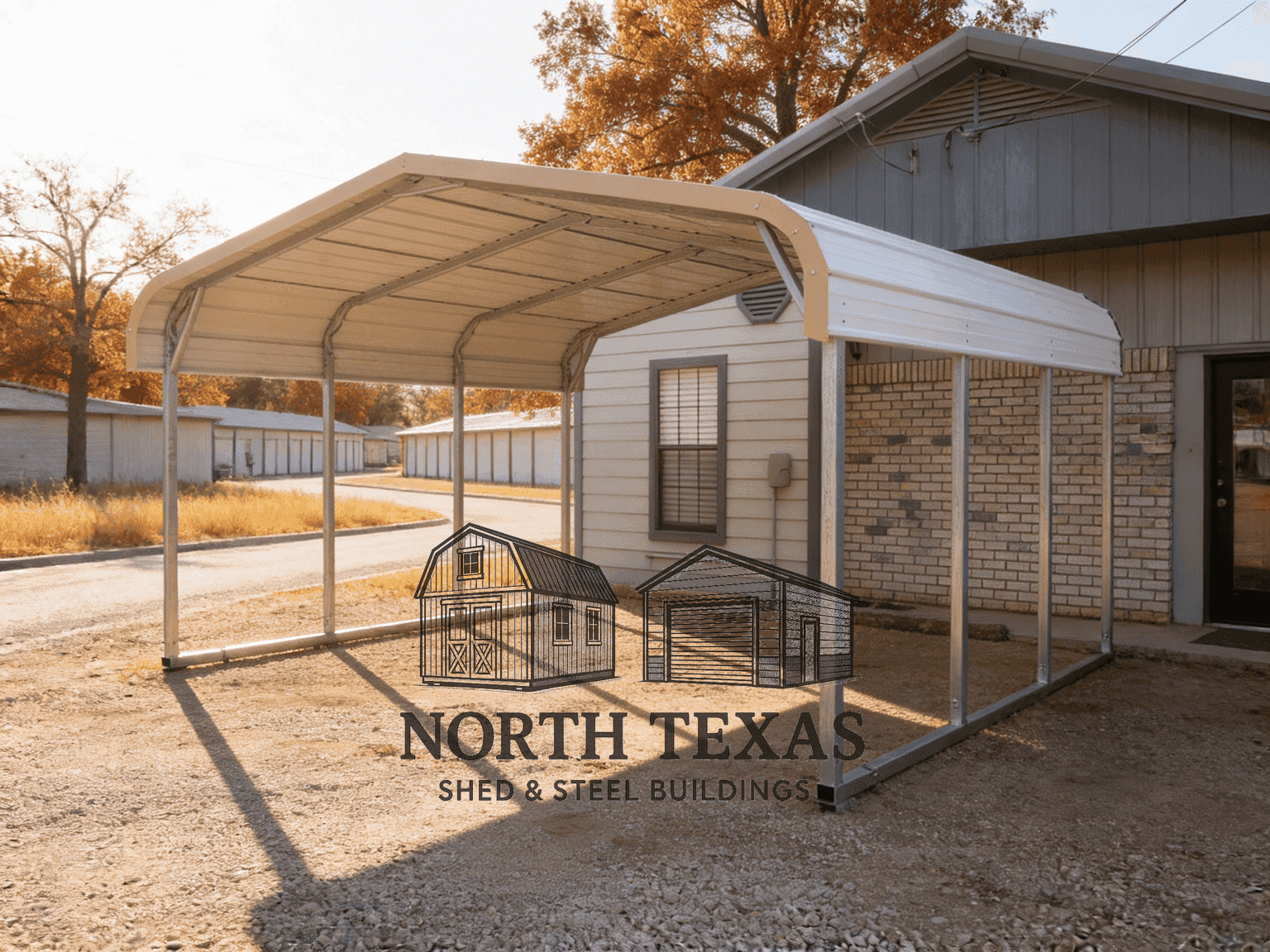 Tan Open Steel Carport