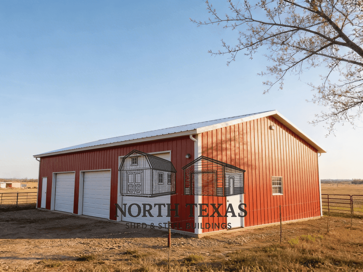 60x30x12 Red and White with Rollup Doors