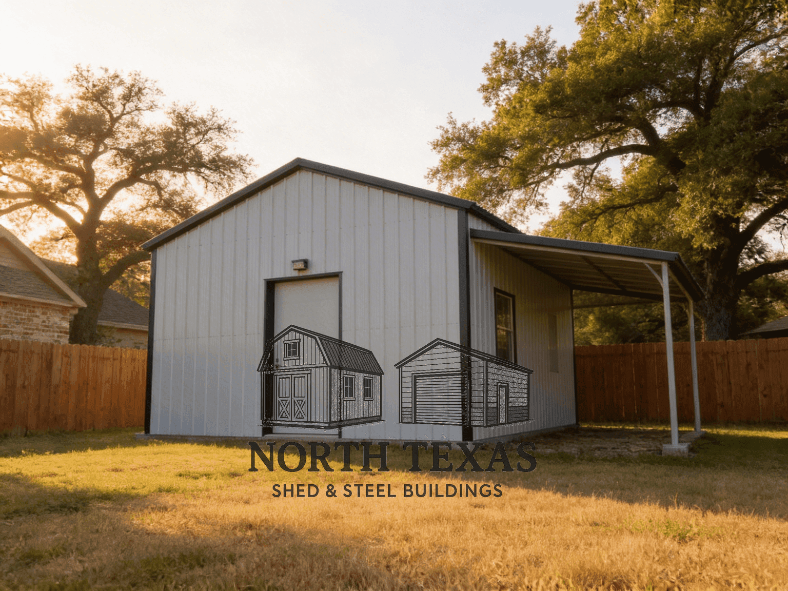 White Workshop with Black Lean-To