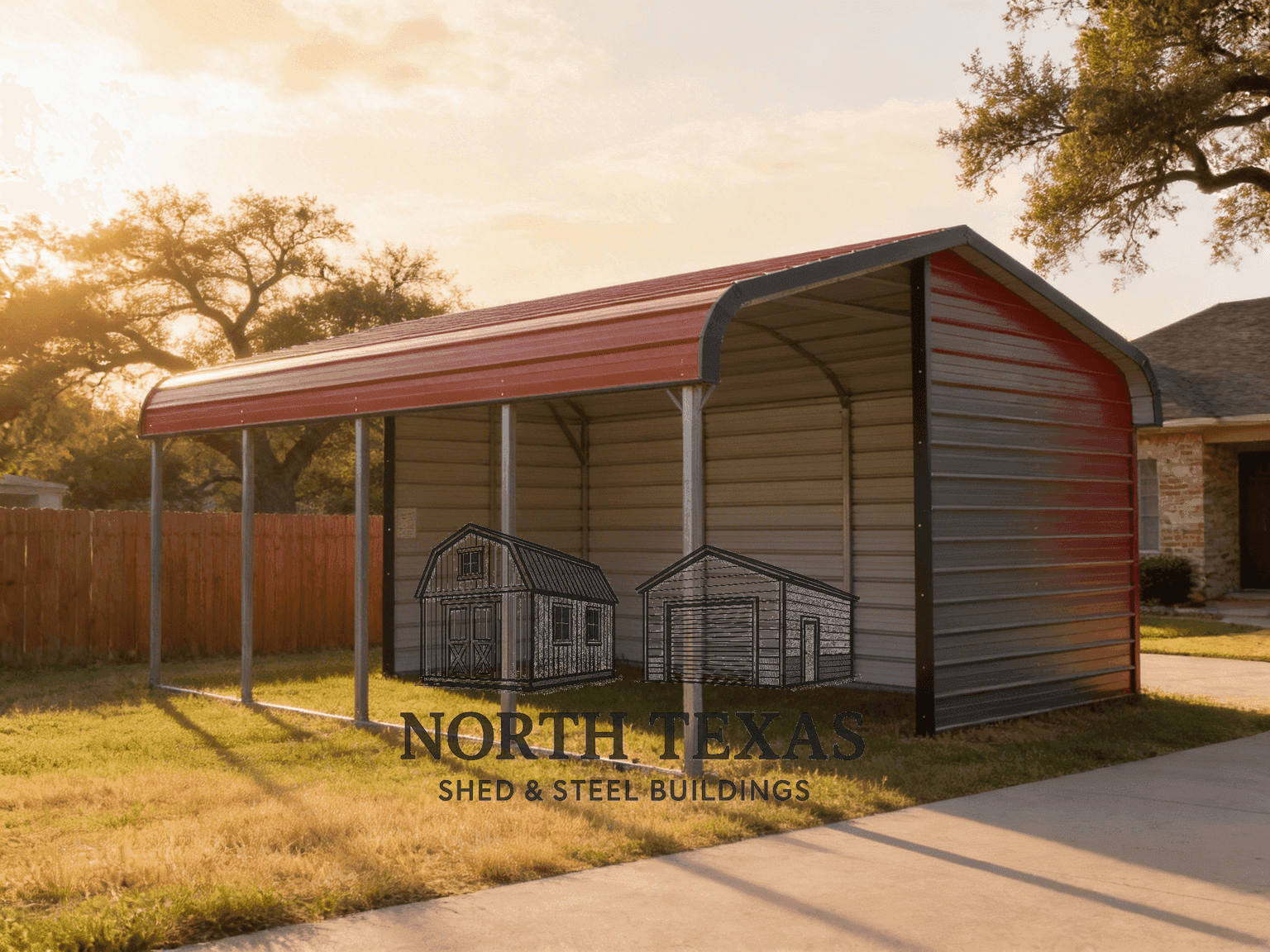 Red and Gray Open Loafing Shed
