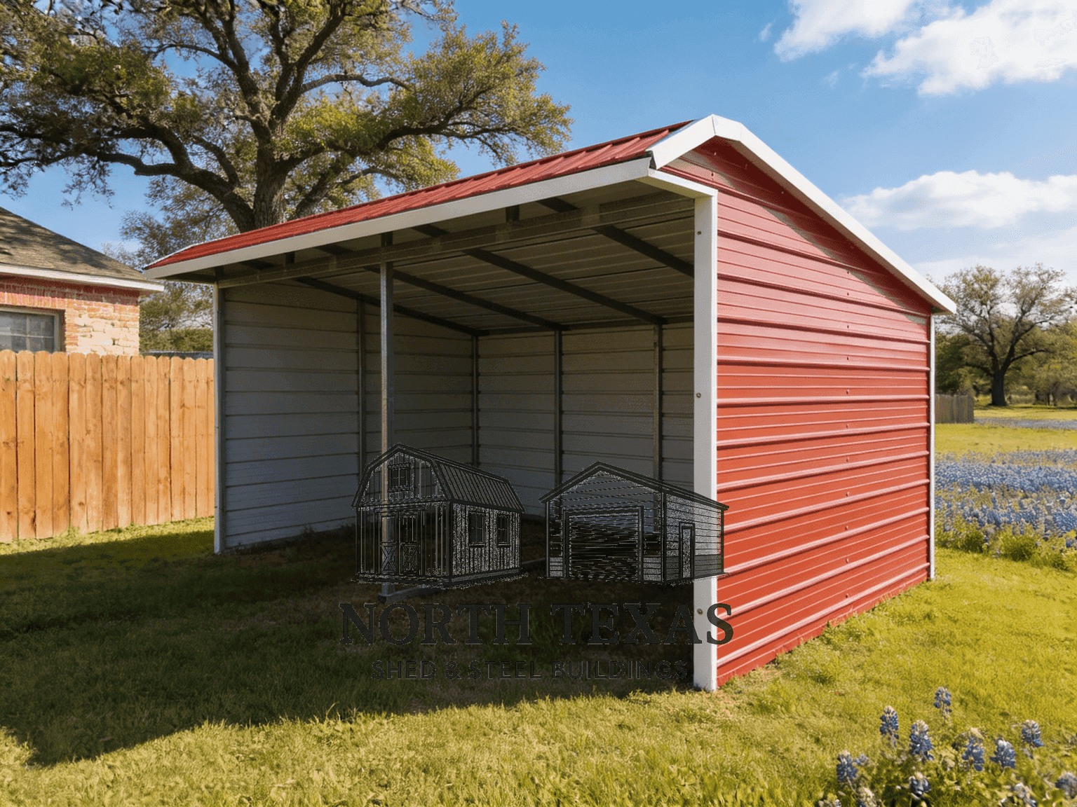Red and White Open Loafing Shed