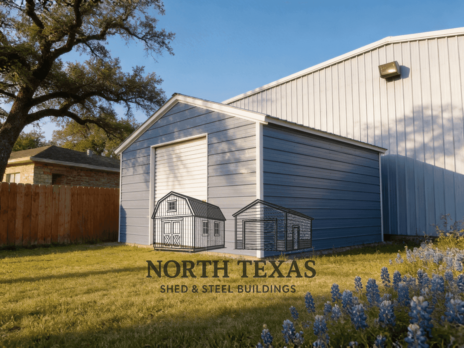 Blue Vertical Roof Garage