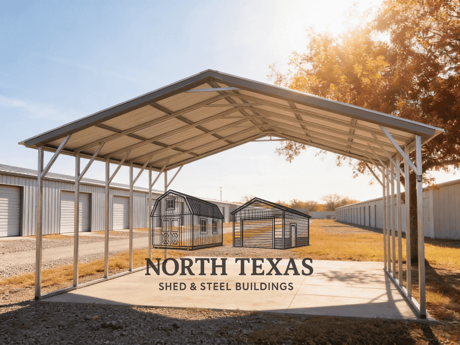 Gray Open RV Carport